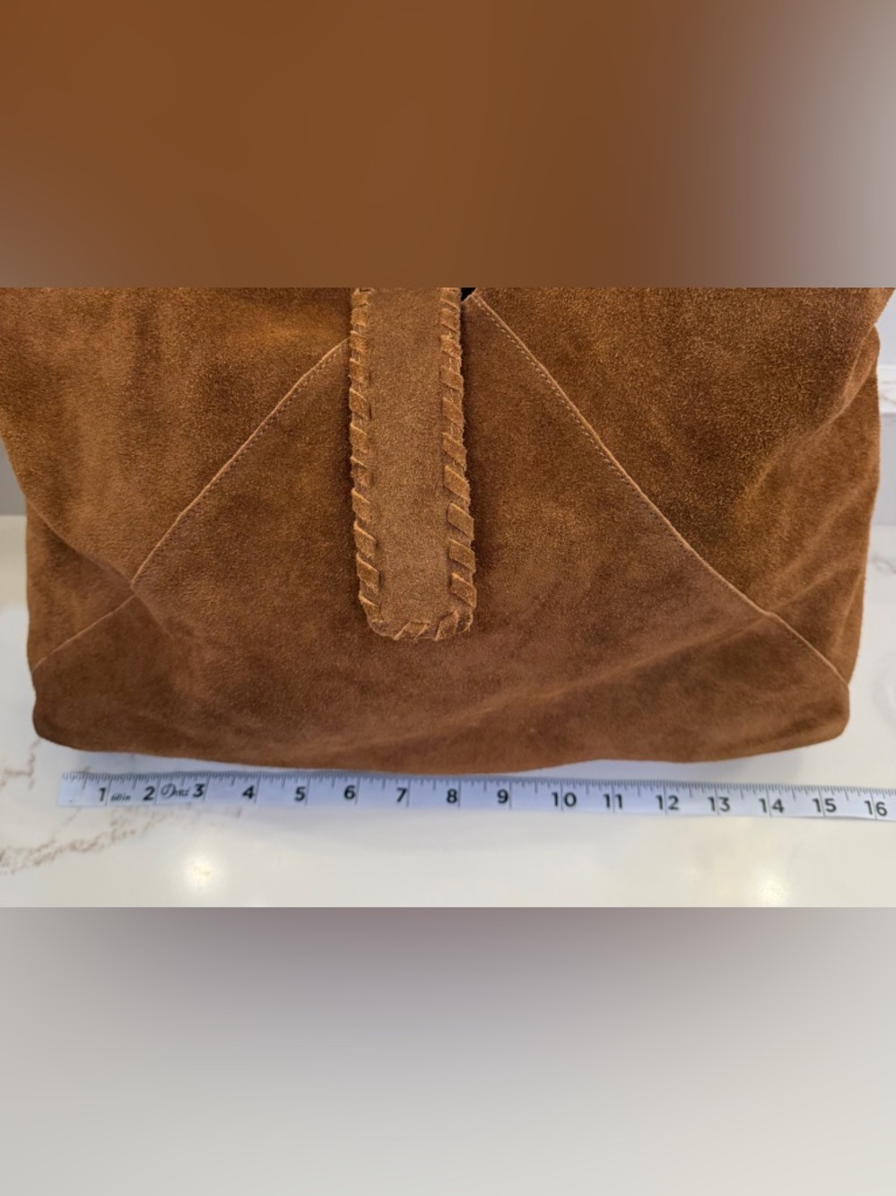 Haute Hippie Suede Shoulder Hobo in Cognac Brown with Gold Accent - Picture 7 of 7